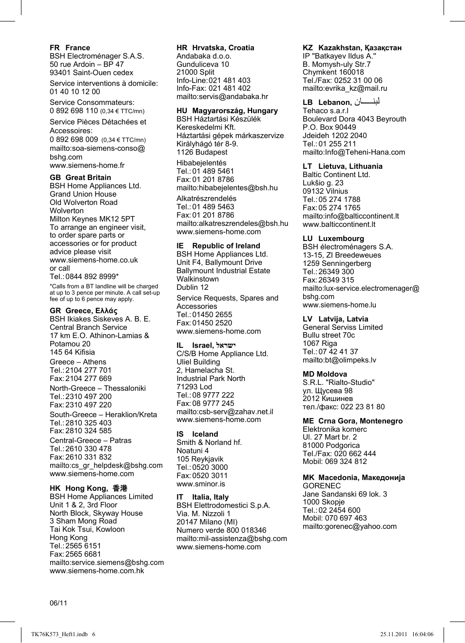 Siemens TK76K573 User Manual | Page 174 / 176