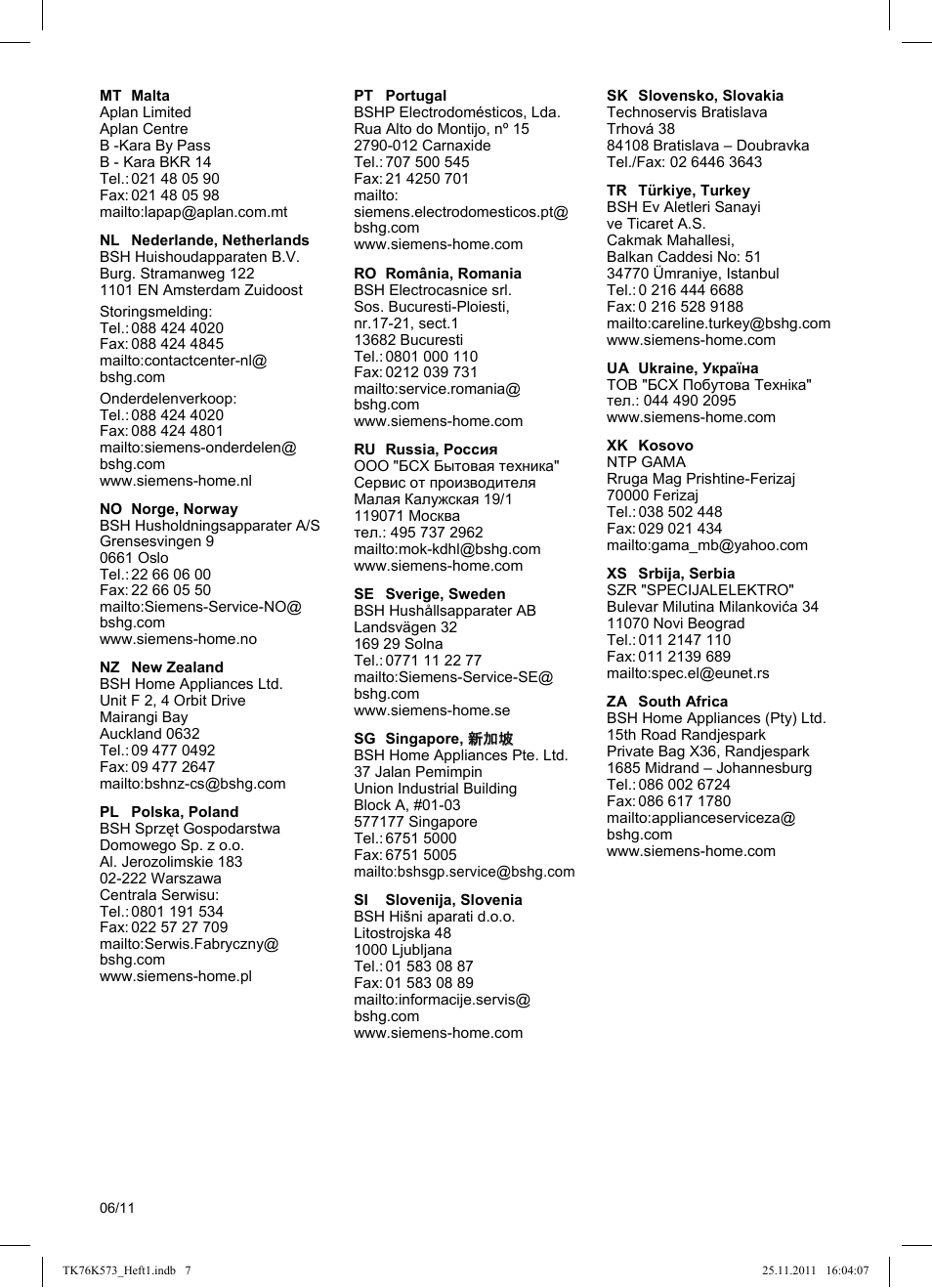 Siemens TK76K573 User Manual | Page 175 / 176