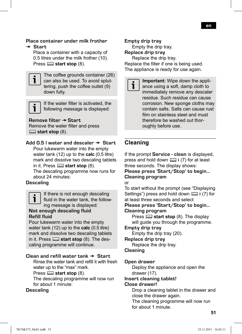 Cleaning | Siemens TK76K573 User Manual | Page 53 / 176