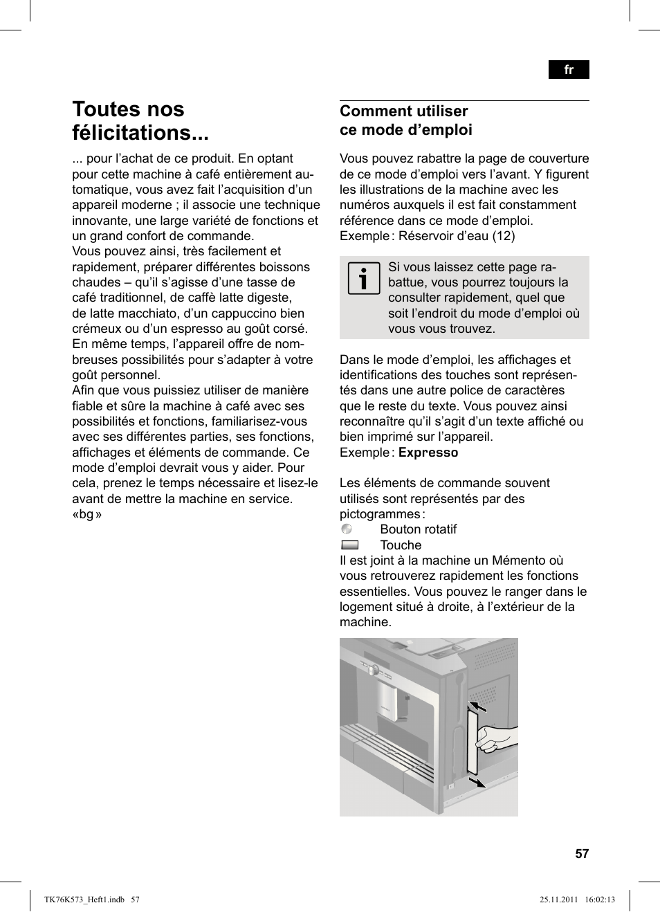 Toutes nos félicitations, Comment utiliser ce mode d’emploi | Siemens TK76K573 User Manual | Page 59 / 176