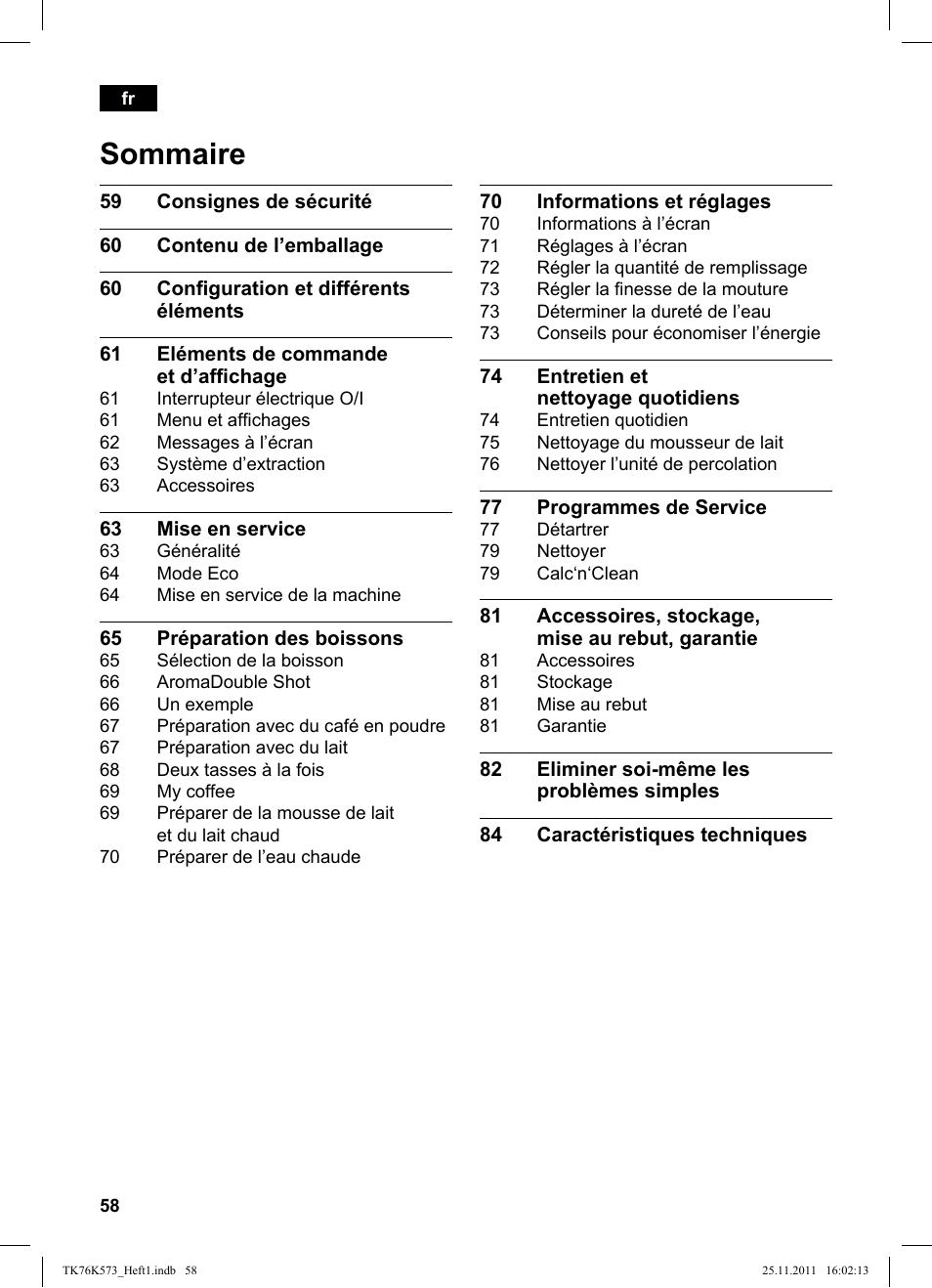 Sommaire | Siemens TK76K573 User Manual | Page 60 / 176