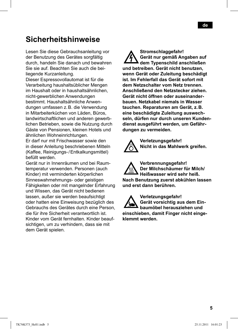 Sicherheitshinweise | Siemens TK76K573 User Manual | Page 7 / 176