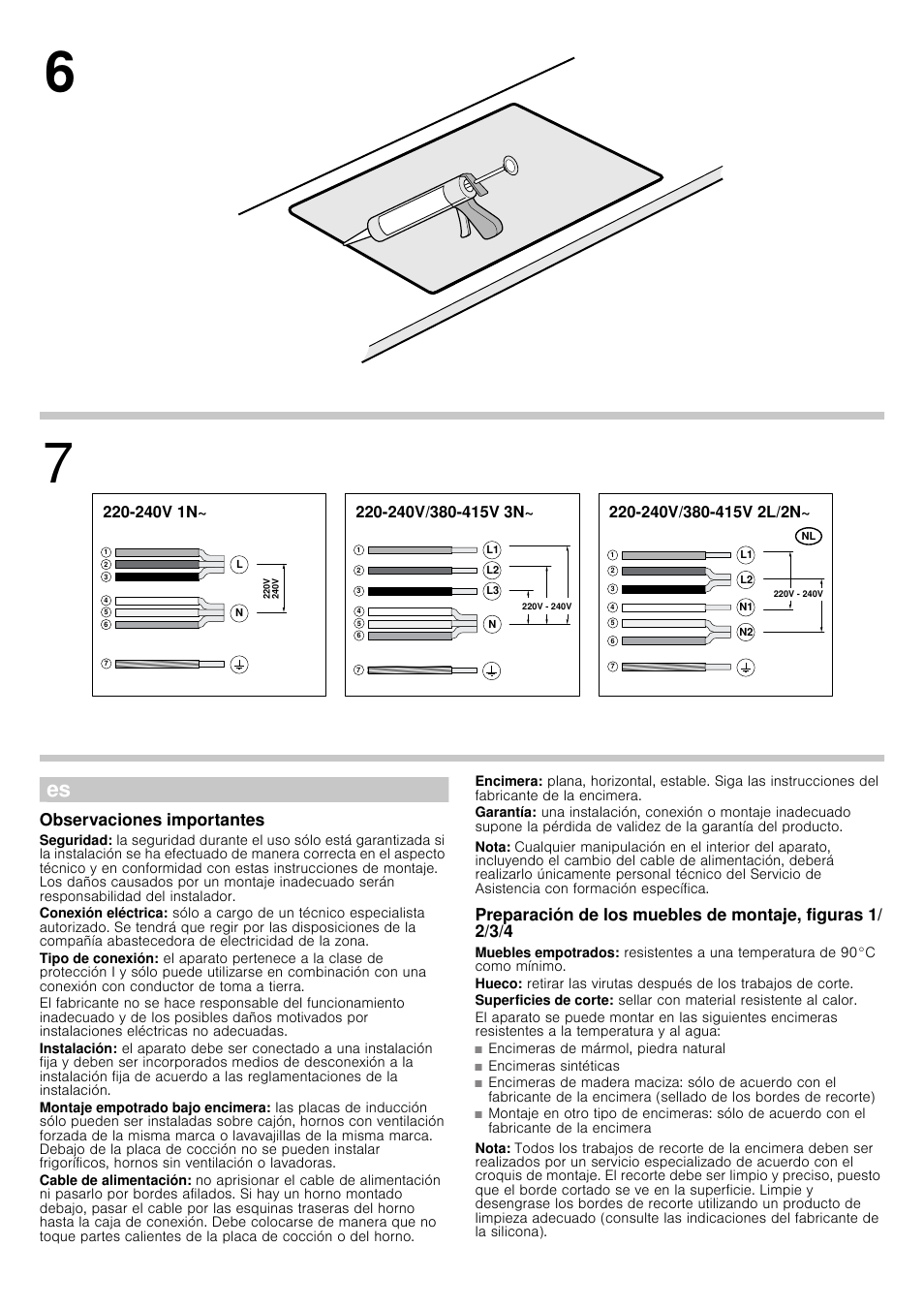 Observaciones importantes, Nota, Encimeras de mármol, piedra natural | Encimeras sintéticas | Siemens EH901SK11 User Manual | Page 3 / 18