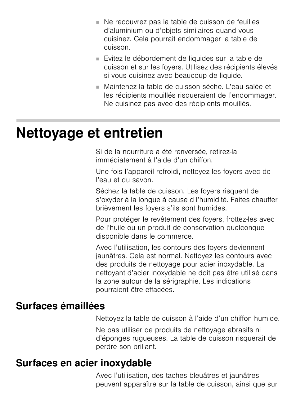 Nettoyage et entretien, Surfaces émaillées, Surfaces en acier inoxydable | Siemens EA125501 User Manual | Page 33 / 101