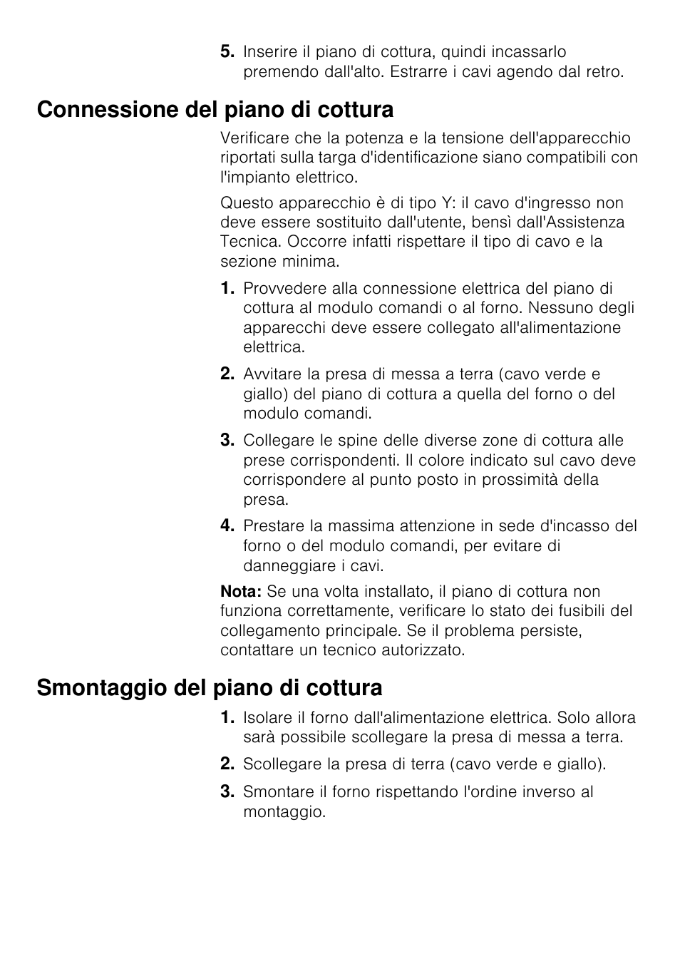 Connessione del piano di cottura, Smontaggio del piano di cottura | Siemens EA125501 User Manual | Page 46 / 101