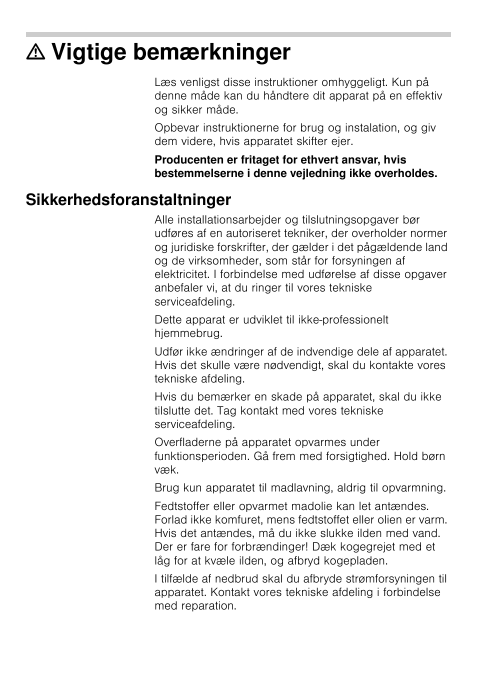 Vigtige bemærkninger | Siemens EA125501 User Manual | Page 75 / 101