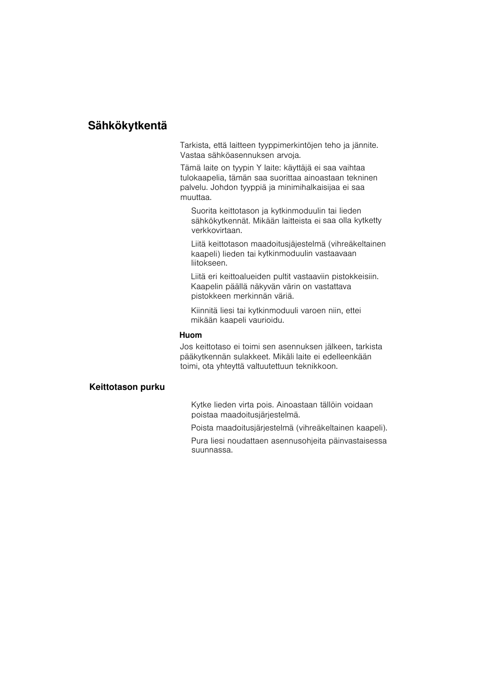 Sähkökytkentä | Siemens EA125501 User Manual | Page 91 / 101