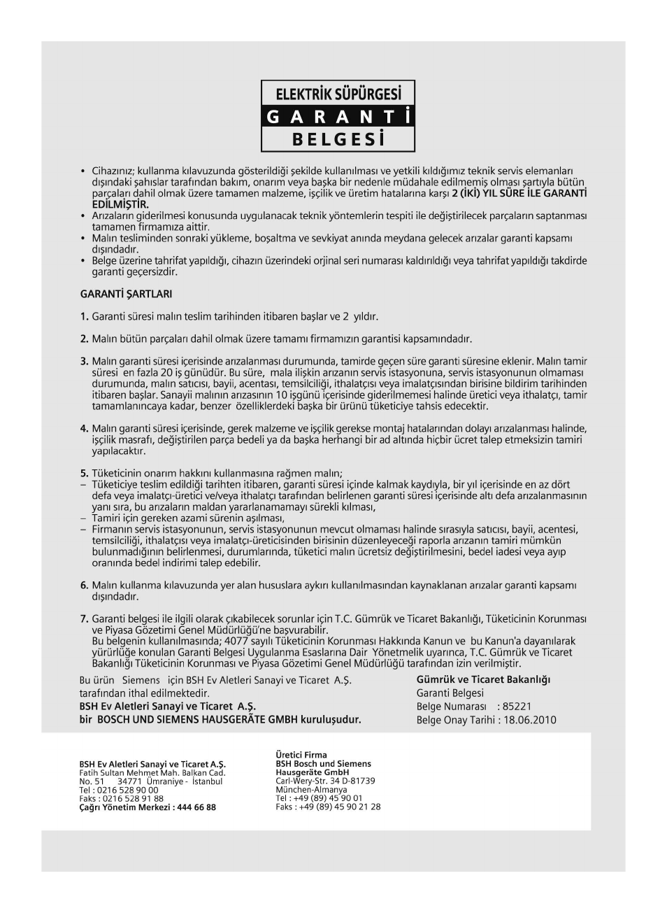 Siemens VS06G2424 User Manual | Page 101 / 108