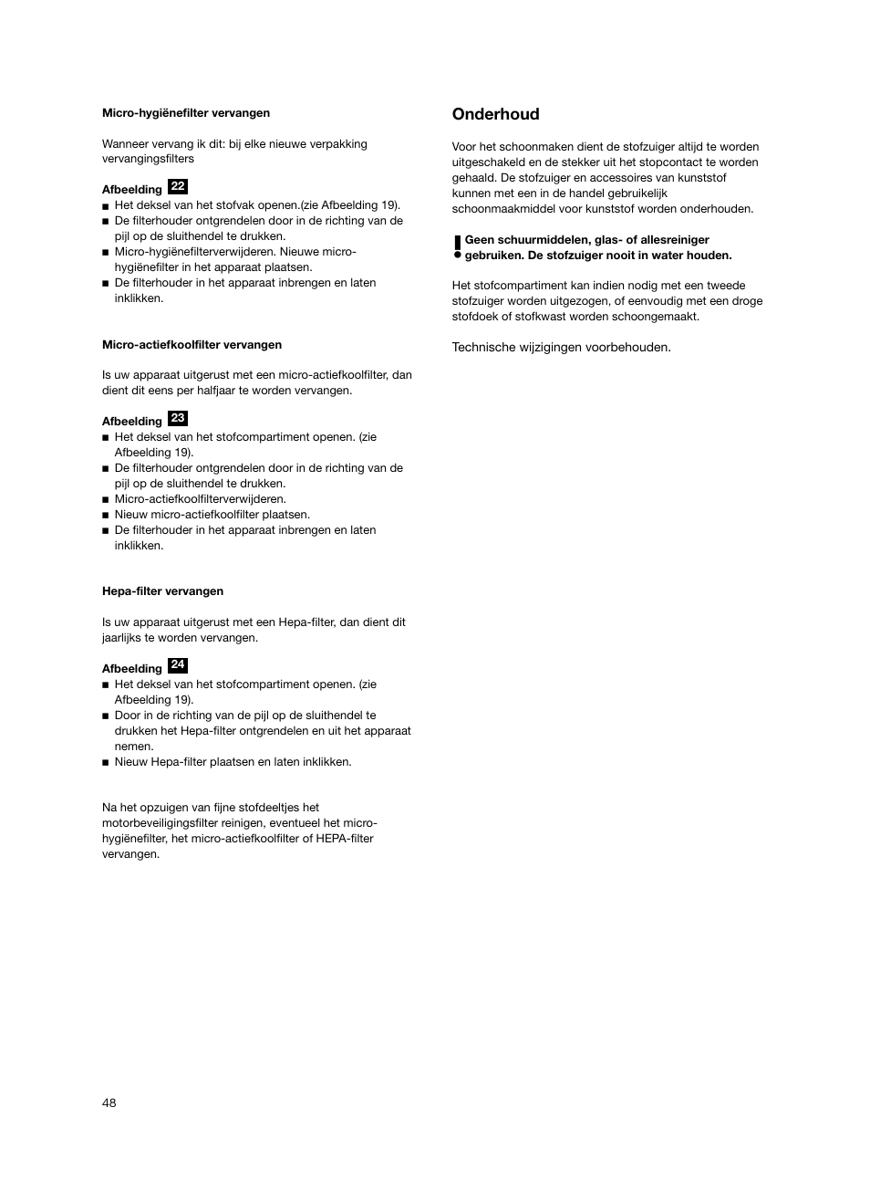 Onderhoud | Siemens VS06G2424 User Manual | Page 49 / 108