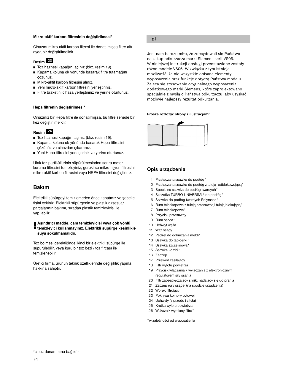 Opis urządzenia, Bak∂m | Siemens VS06G2424 User Manual | Page 75 / 108