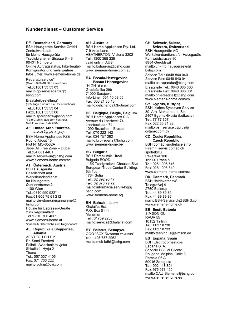 Siemens VS06G2424 User Manual | Page 92 / 108