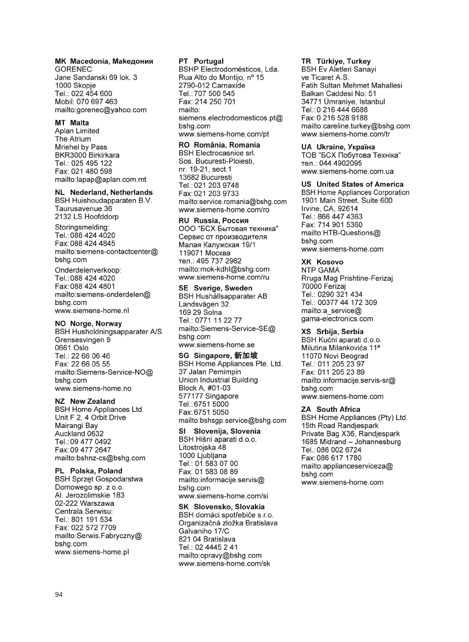 Siemens VS06G2424 User Manual | Page 94 / 108