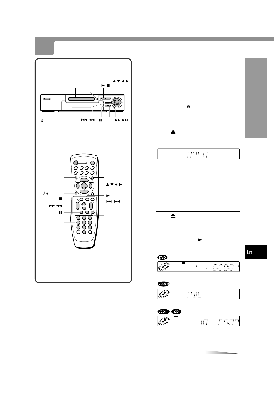 Playback, Press power, Press z open/close | Load a disc, Basic opera tions | Aiwa XD-DV380U User Manual | Page 19 / 48