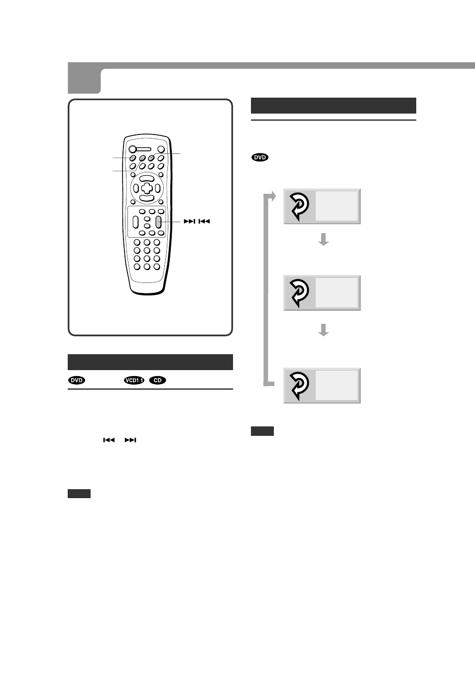 Random and repeat playback, Repeat playback press repeat during playback, Chapt title off random playback | Press random during playback or in stop mode | Aiwa XD-DV380U User Manual | Page 28 / 48