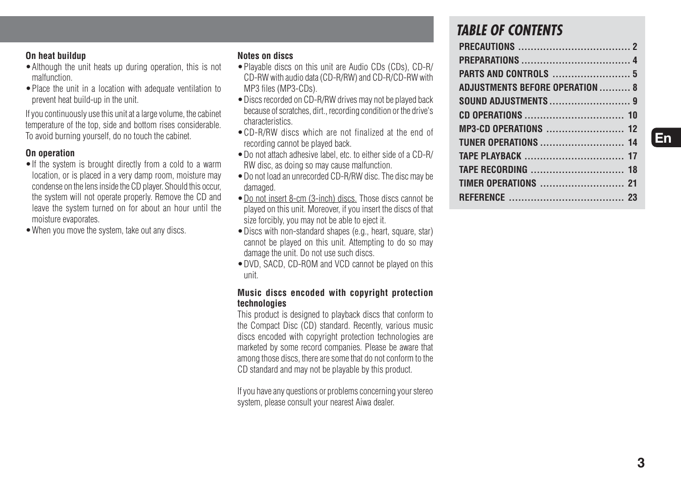Aiwa XR-MN5 User Manual | Page 3 / 26