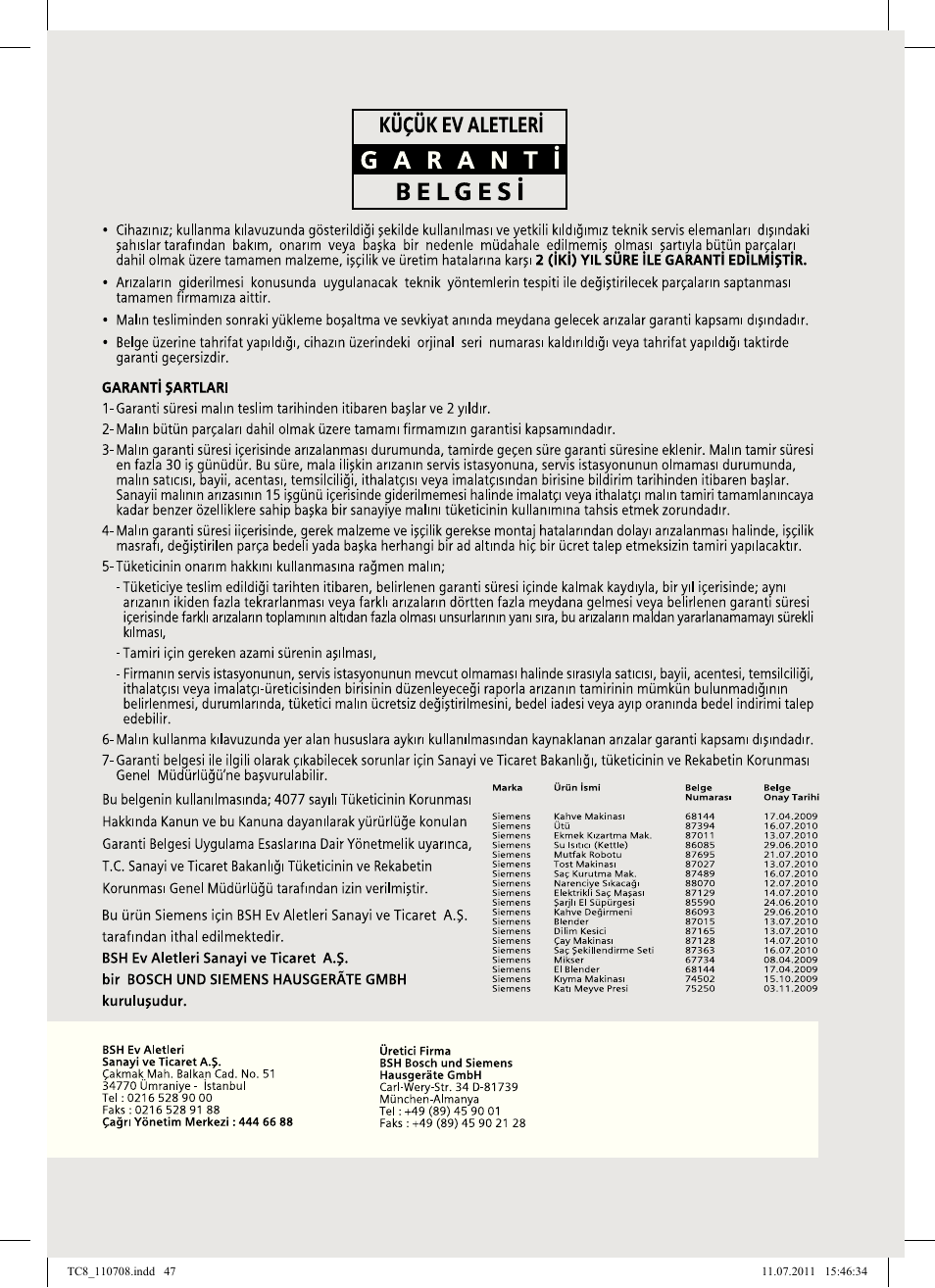 Siemens TC80104 User Manual | Page 49 / 76