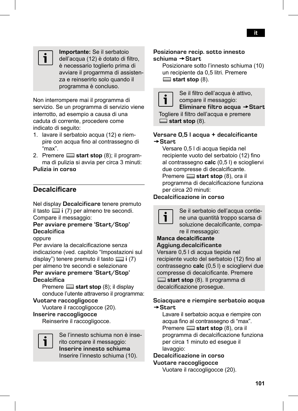 Decalciicare | Siemens TK76K573 User Manual | Page 101 / 162