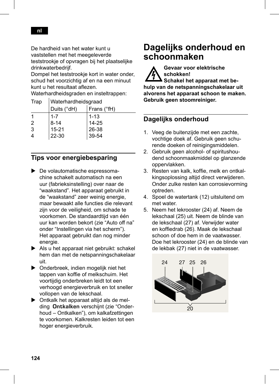 Dagelijks onderhoud en schoonmaken, Tips voor energiebesparing, Dagelijks onderhoud | Siemens TK76K573 User Manual | Page 124 / 162