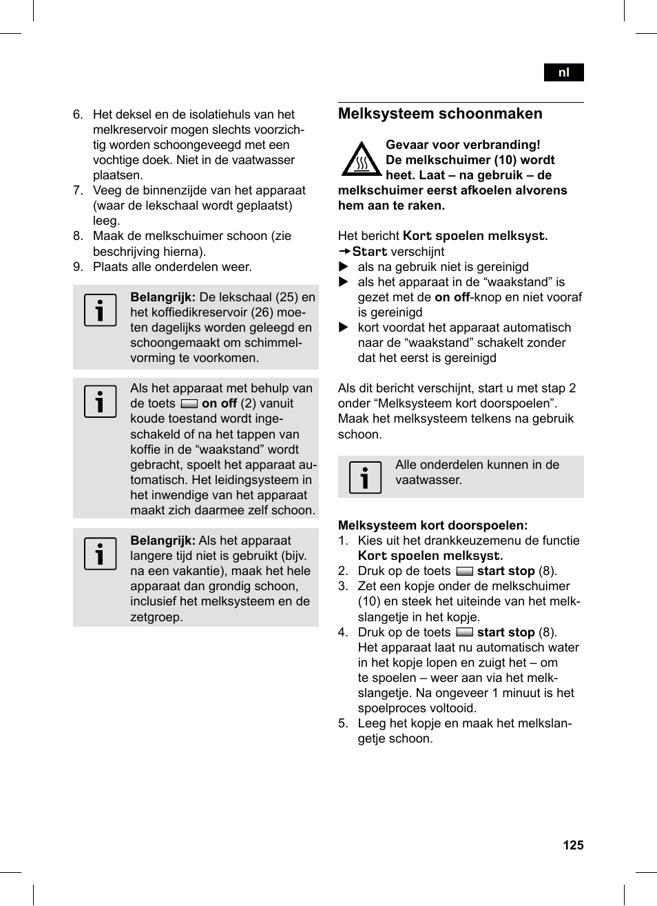 Melksysteem schoonmaken | Siemens TK76K573 User Manual | Page 125 / 162