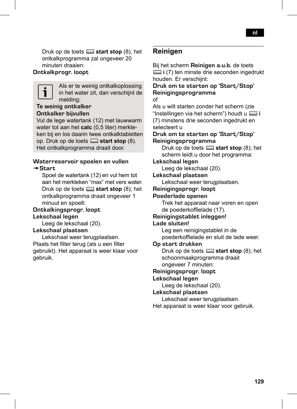 Reinigen | Siemens TK76K573 User Manual | Page 129 / 162