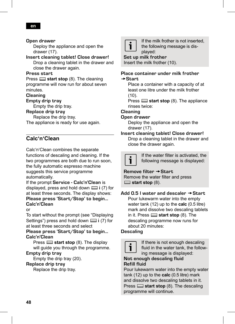 Calc‘n‘clean | Siemens TK76K573 User Manual | Page 48 / 162