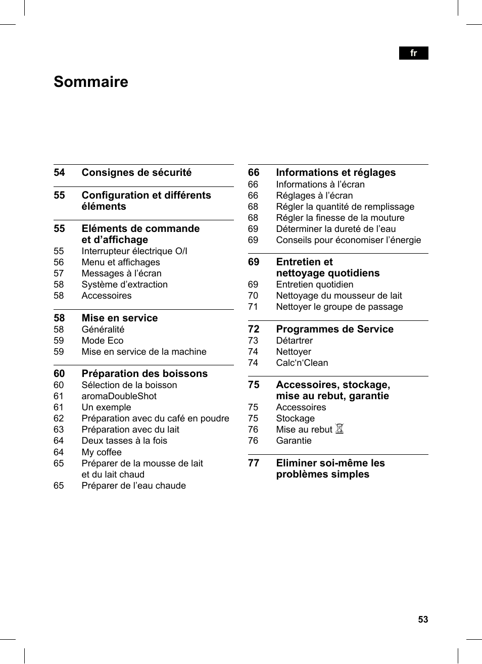 Sommaire | Siemens TK76K573 User Manual | Page 53 / 162