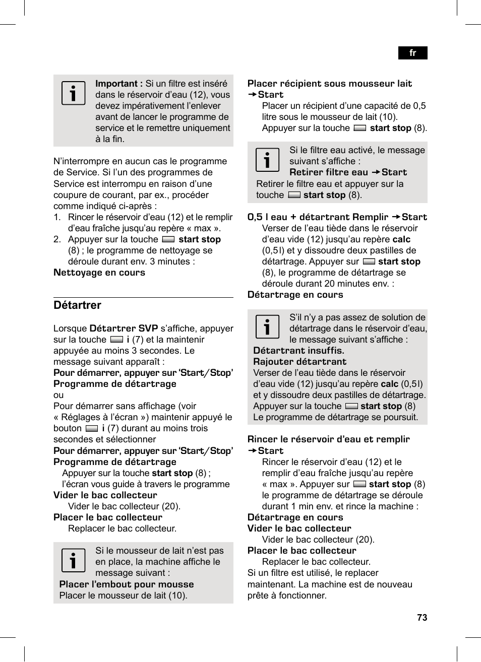 Détartrer | Siemens TK76K573 User Manual | Page 73 / 162