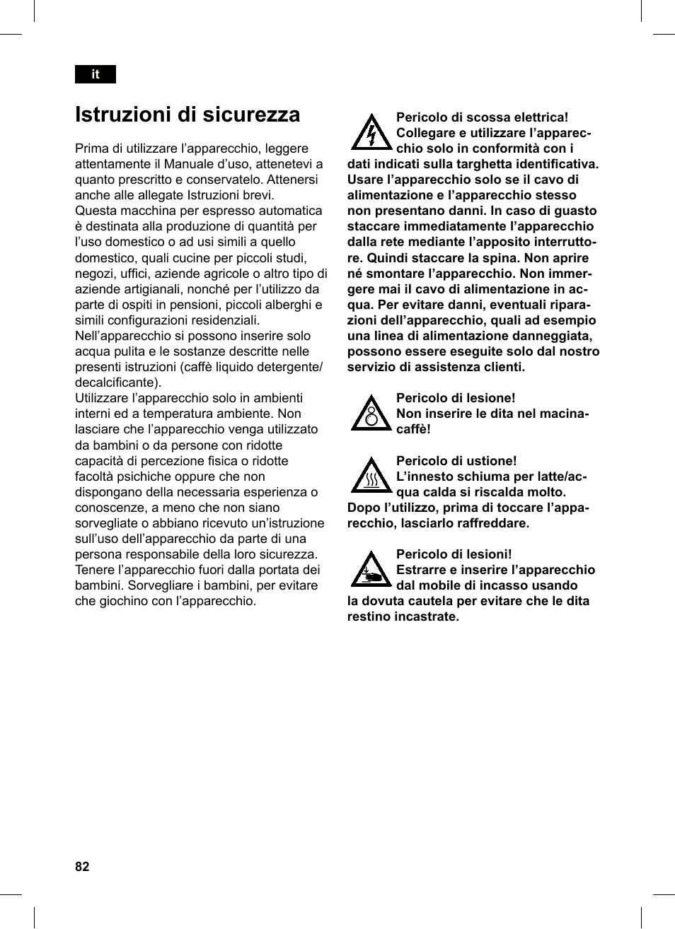 Istruzioni di sicurezza | Siemens TK76K573 User Manual | Page 82 / 162