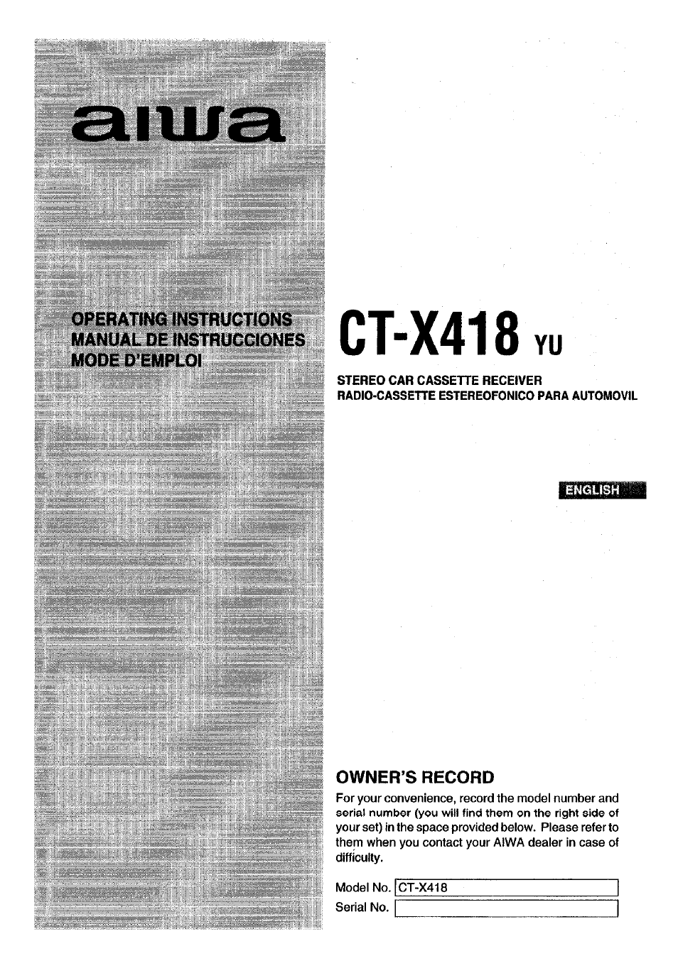 Aiwa CT-X418 User Manual | 16 pages