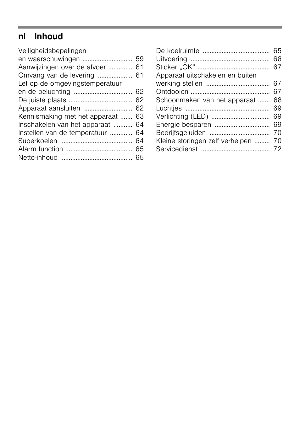 Nl inhoud | Siemens KI25RP60 User Manual | Page 4 / 76