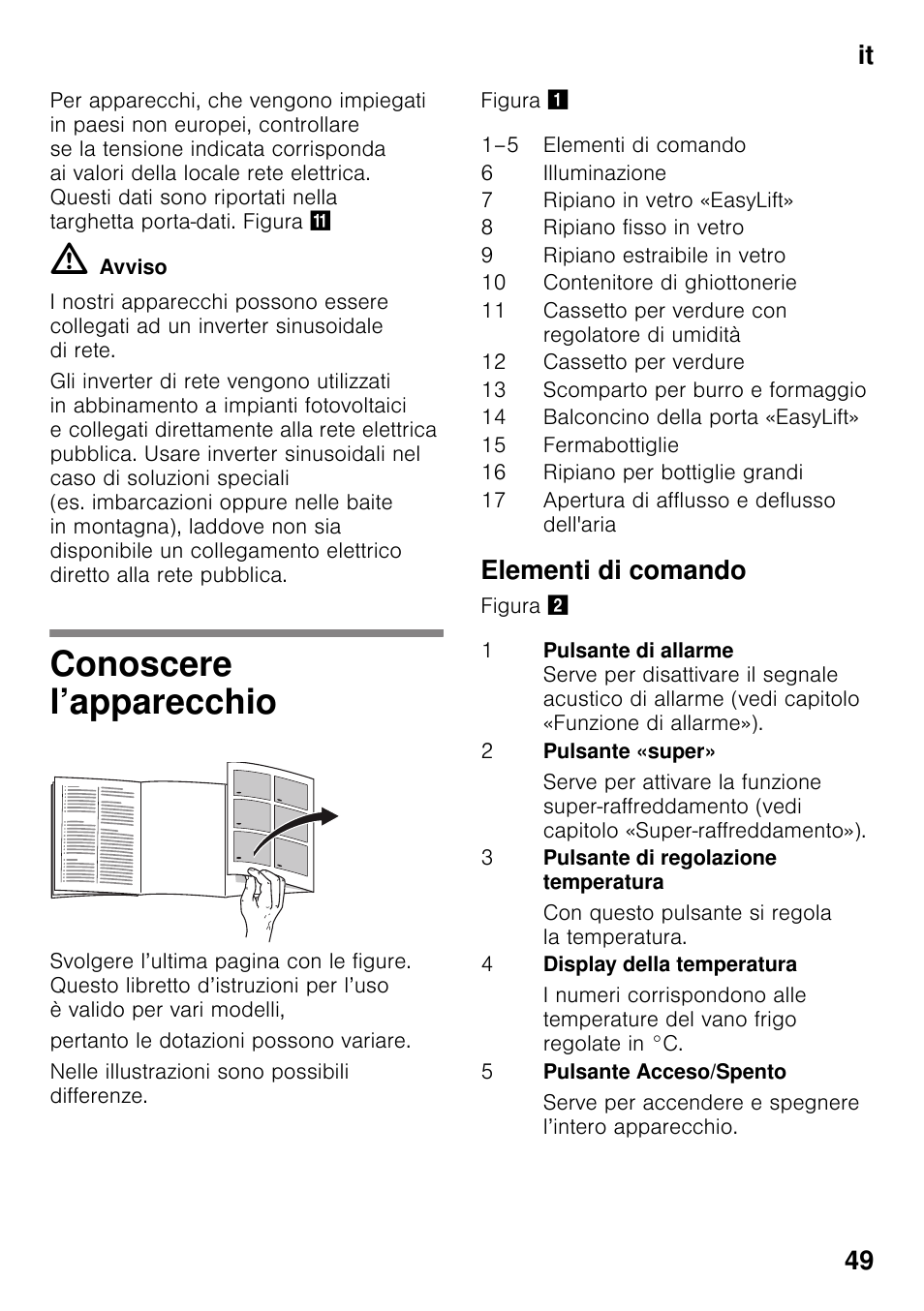 Conoscere l’apparecchio, Elementi di comando, It 49 | Siemens KI25RP60 User Manual | Page 49 / 76