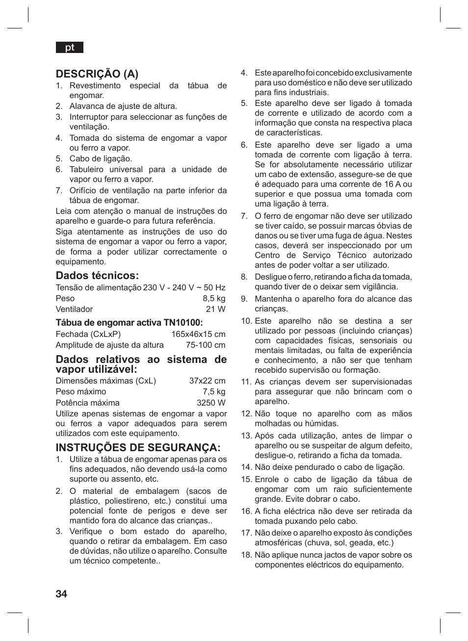 Descrição (a), Dados técnicos, Dados relativos ao sistema de vapor utilizável | Instruções de segurança | Siemens TN10200 User Manual | Page 33 / 61