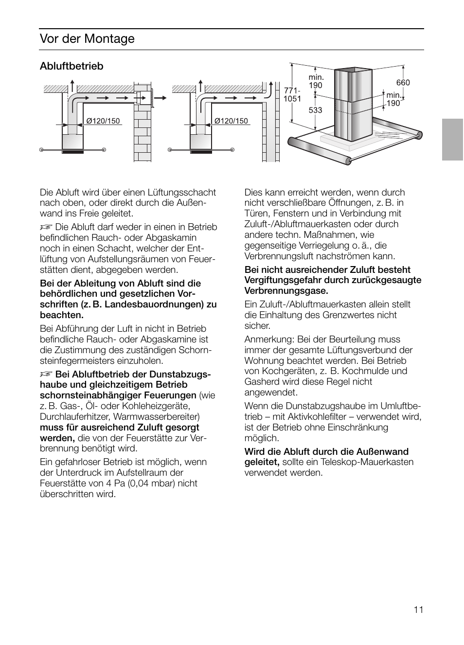 Vor der montage | Siemens LF957GA60 User Manual | Page 11 / 108