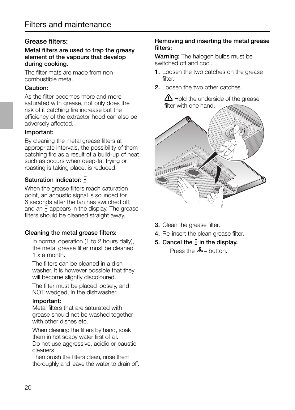 Filters and maintenance | Siemens LF957GA60 User Manual | Page 20 / 108