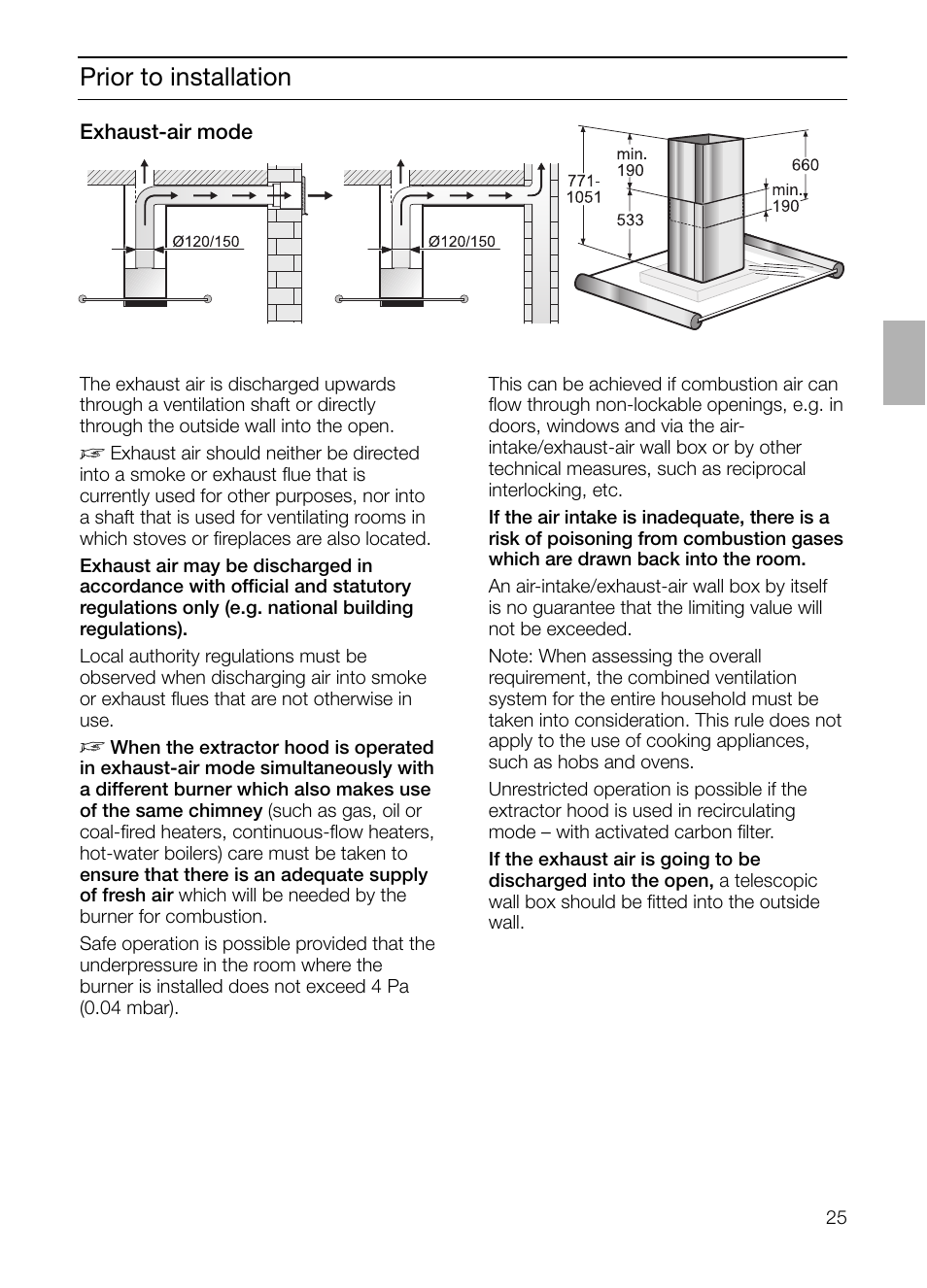 Prior to installation | Siemens LF957GA60 User Manual | Page 25 / 108