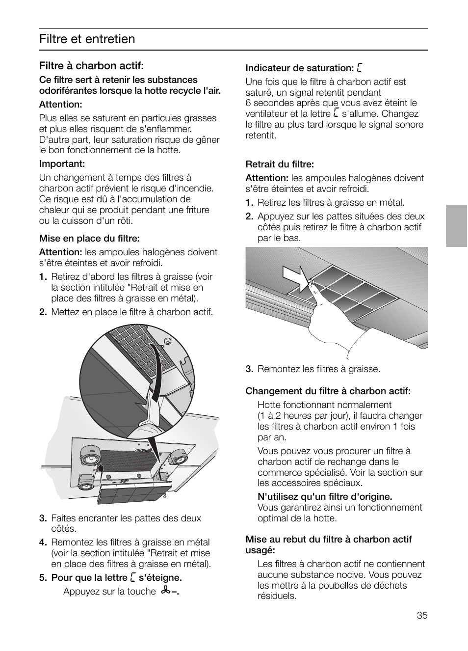 Filtre et entretien | Siemens LF957GA60 User Manual | Page 35 / 108