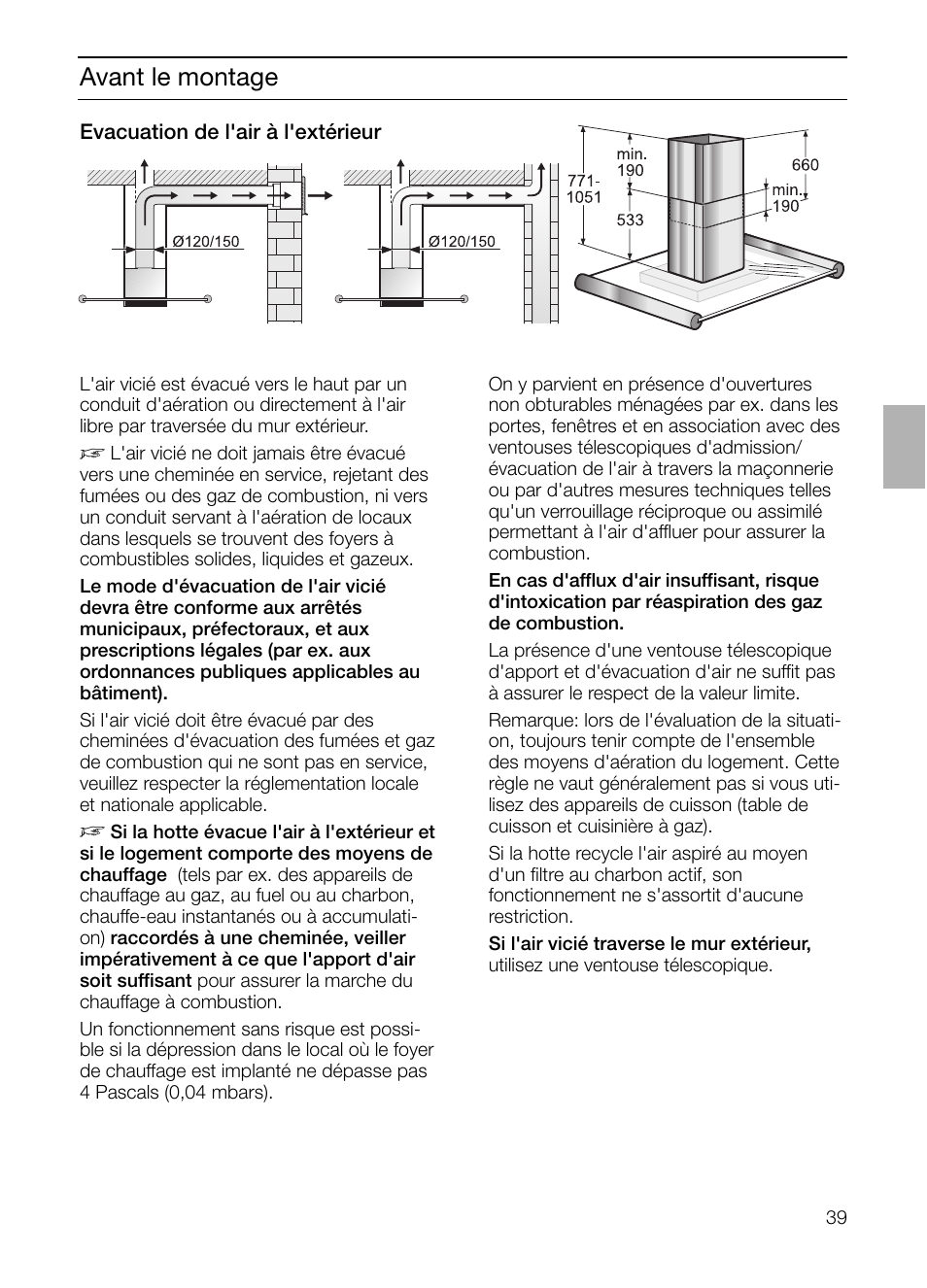 Avant le montage | Siemens LF957GA60 User Manual | Page 39 / 108