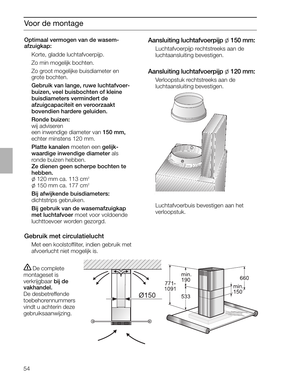 Voor de montage | Siemens LF957GA60 User Manual | Page 54 / 108