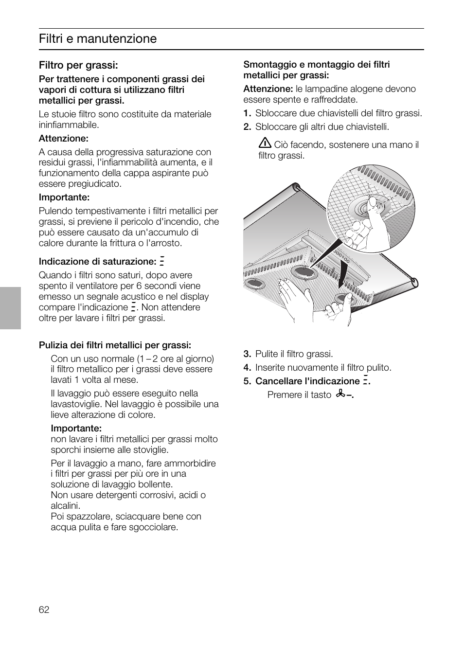 Filtri e manutenzione | Siemens LF957GA60 User Manual | Page 62 / 108