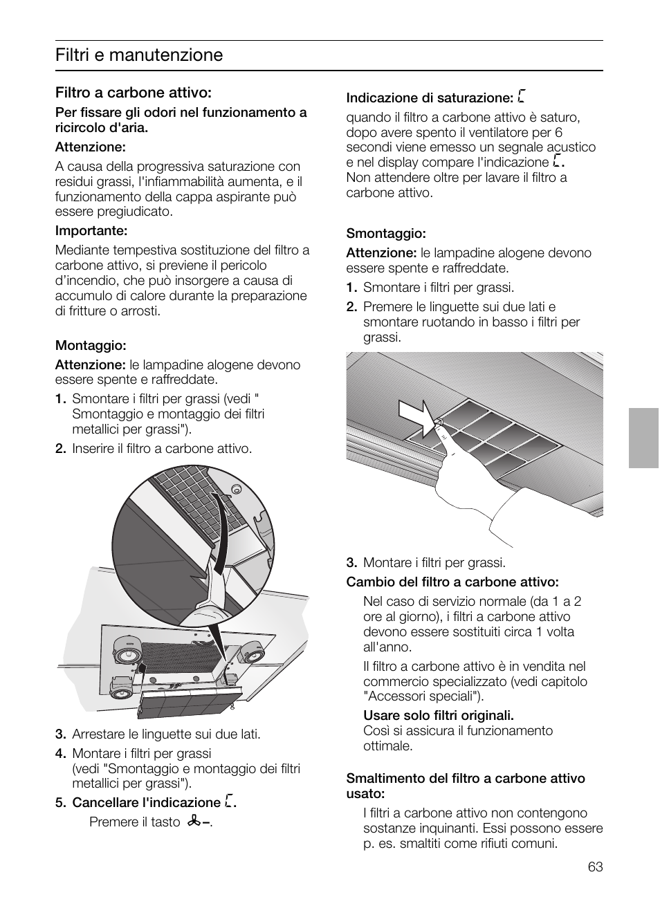 Filtri e manutenzione | Siemens LF957GA60 User Manual | Page 63 / 108