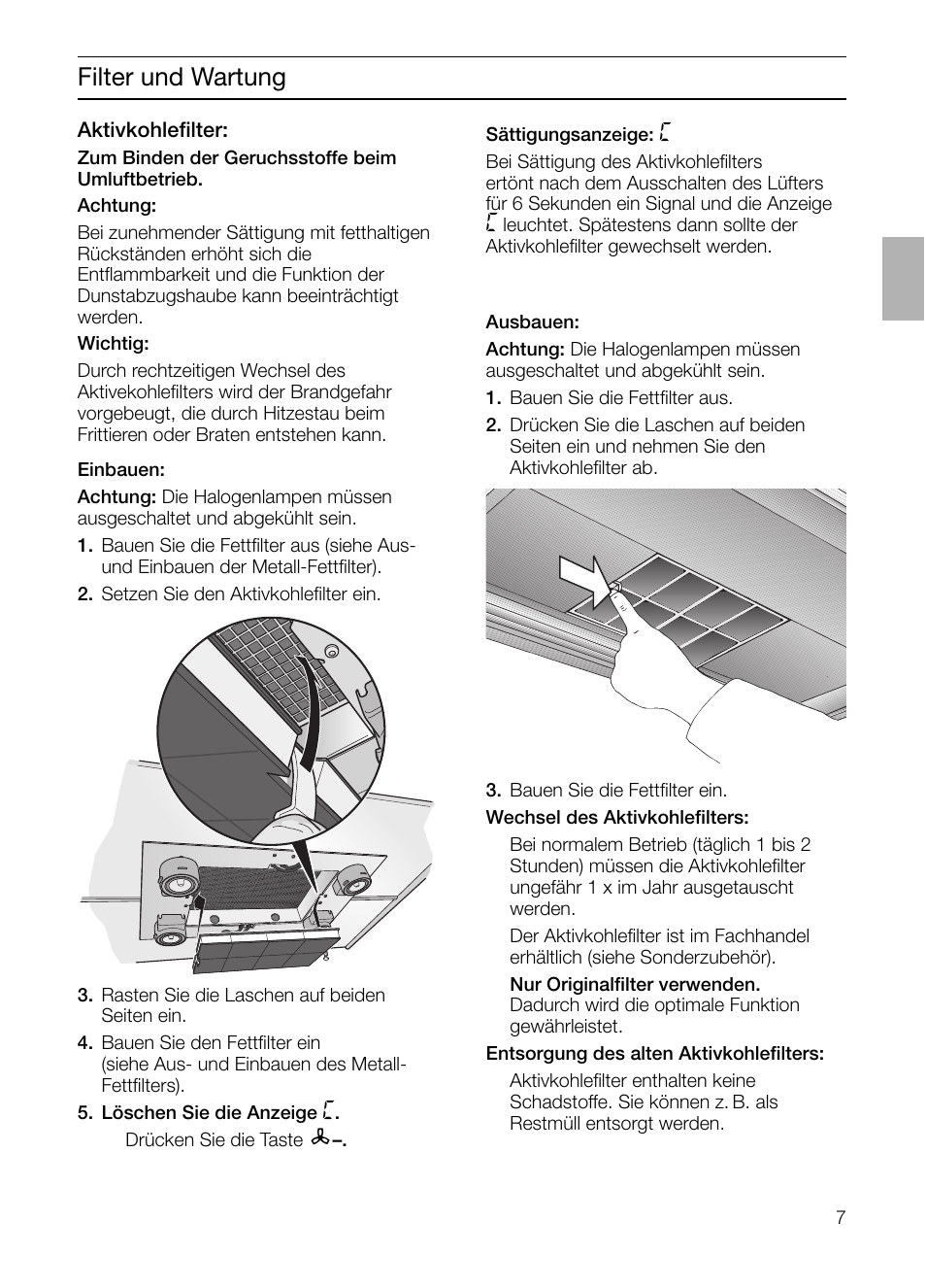 Filter und wartung | Siemens LF957GA60 User Manual | Page 7 / 108