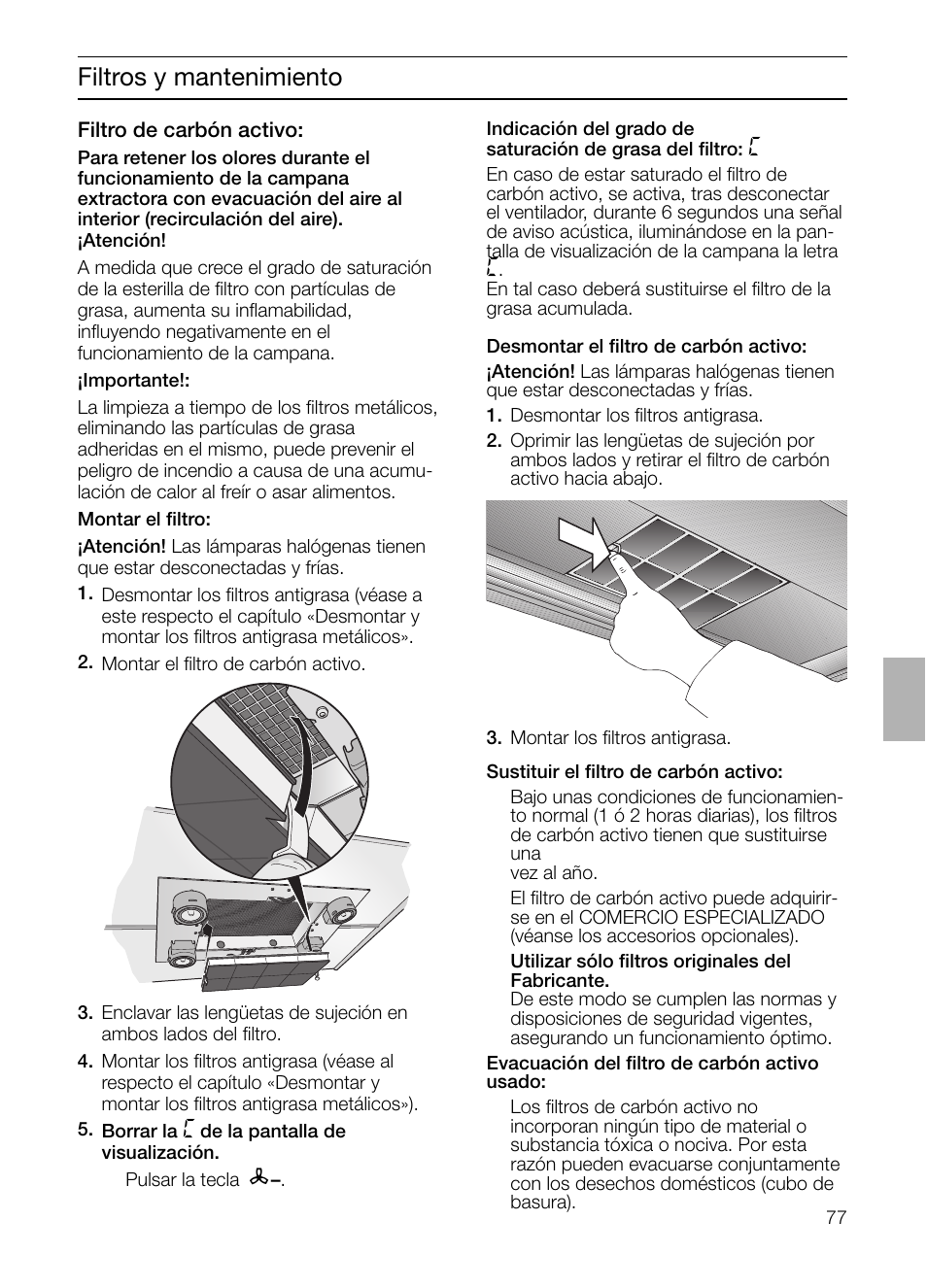 Filtros y mantenimiento | Siemens LF957GA60 User Manual | Page 77 / 108