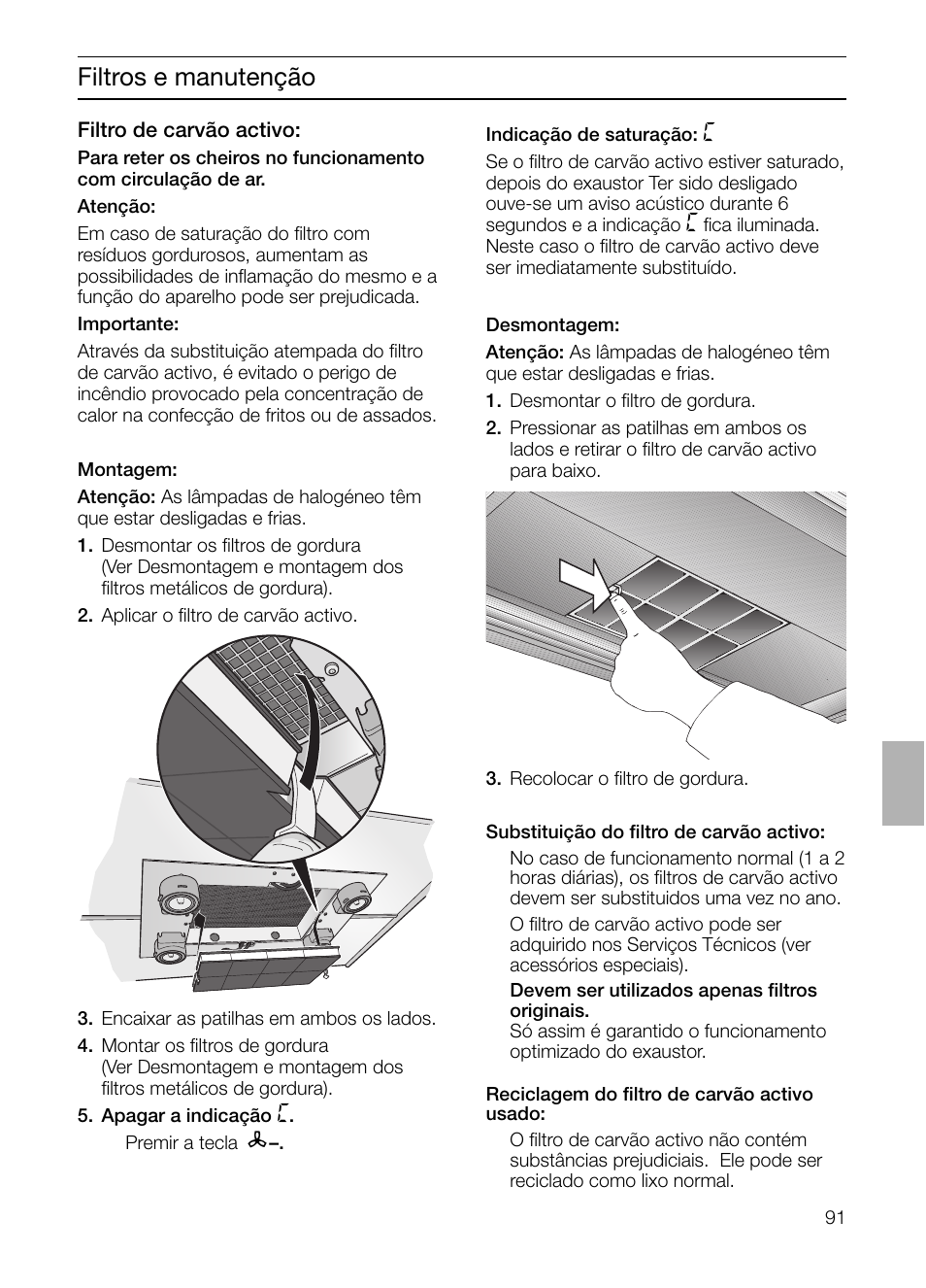 Filtros e manutenção | Siemens LF957GA60 User Manual | Page 91 / 108