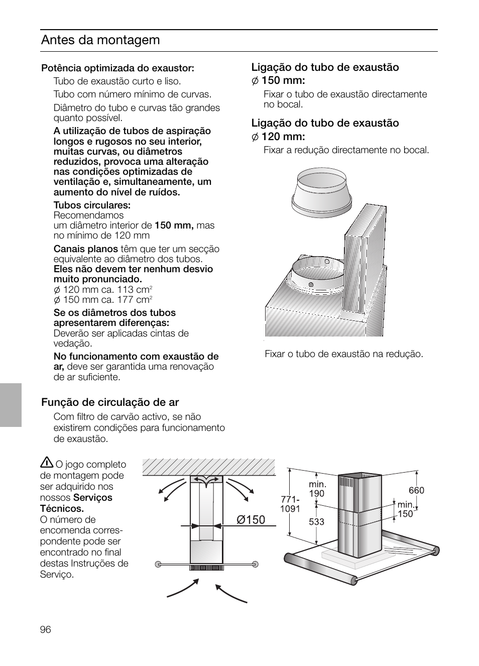 Antes da montagem | Siemens LF957GA60 User Manual | Page 96 / 108