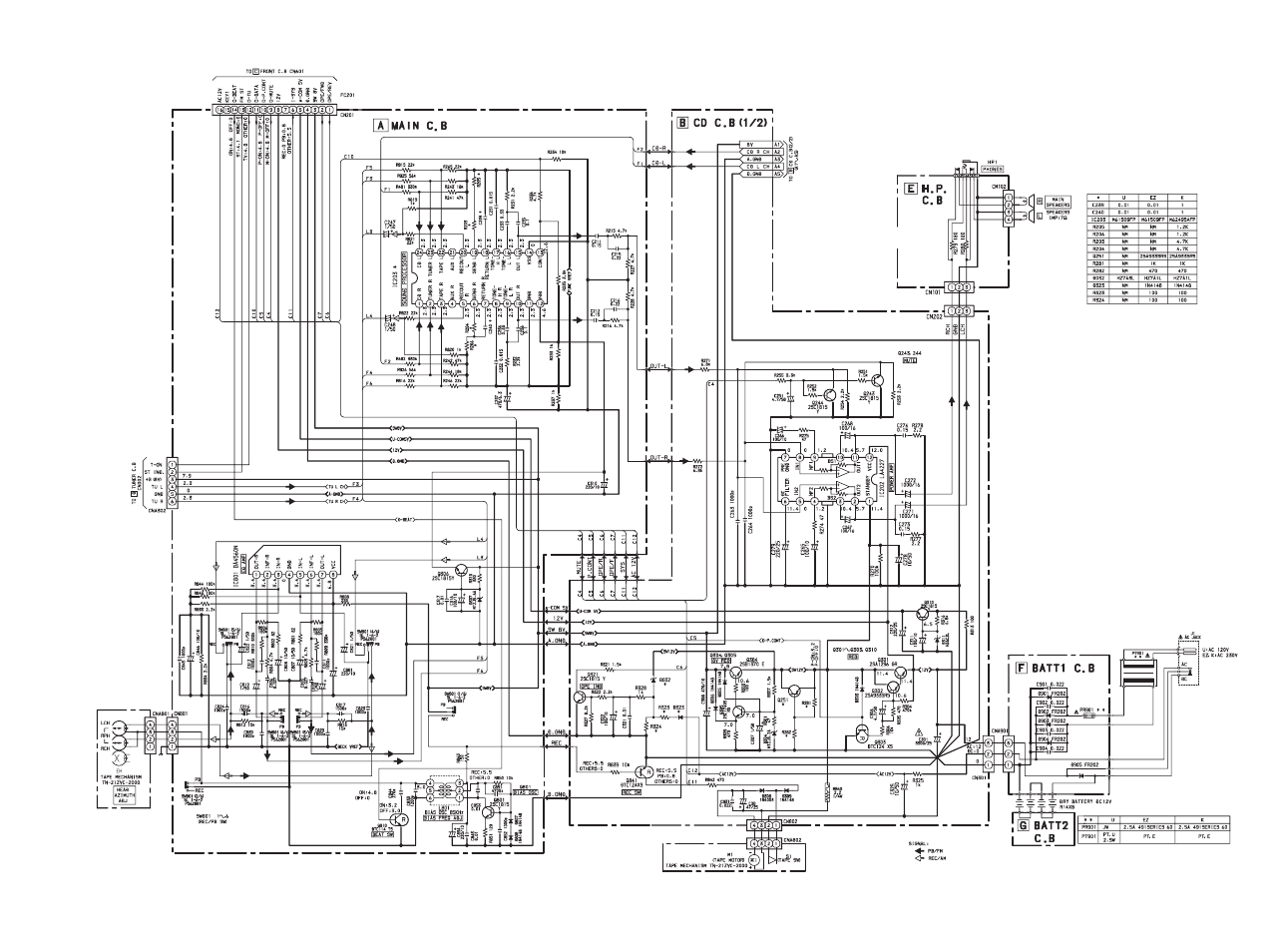 Schematic diagram-1 (main) | Aiwa CSD-TD53 User Manual | Page 9 / 30