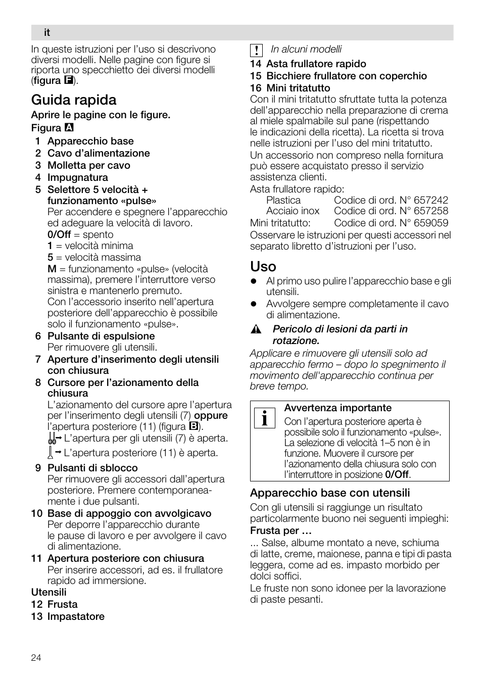 Guida rapida | Siemens MQ96580 User Manual | Page 24 / 131