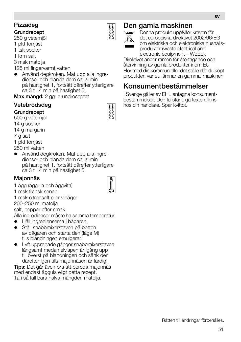 Den gamla maskinen, Konsumentbestämmelser | Siemens MQ96580 User Manual | Page 51 / 131