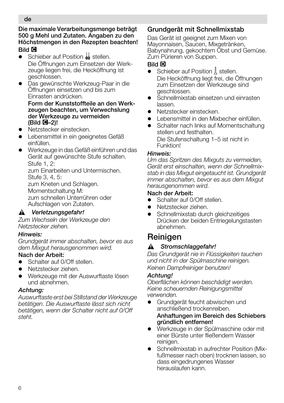 Reinigen | Siemens MQ96580 User Manual | Page 6 / 131