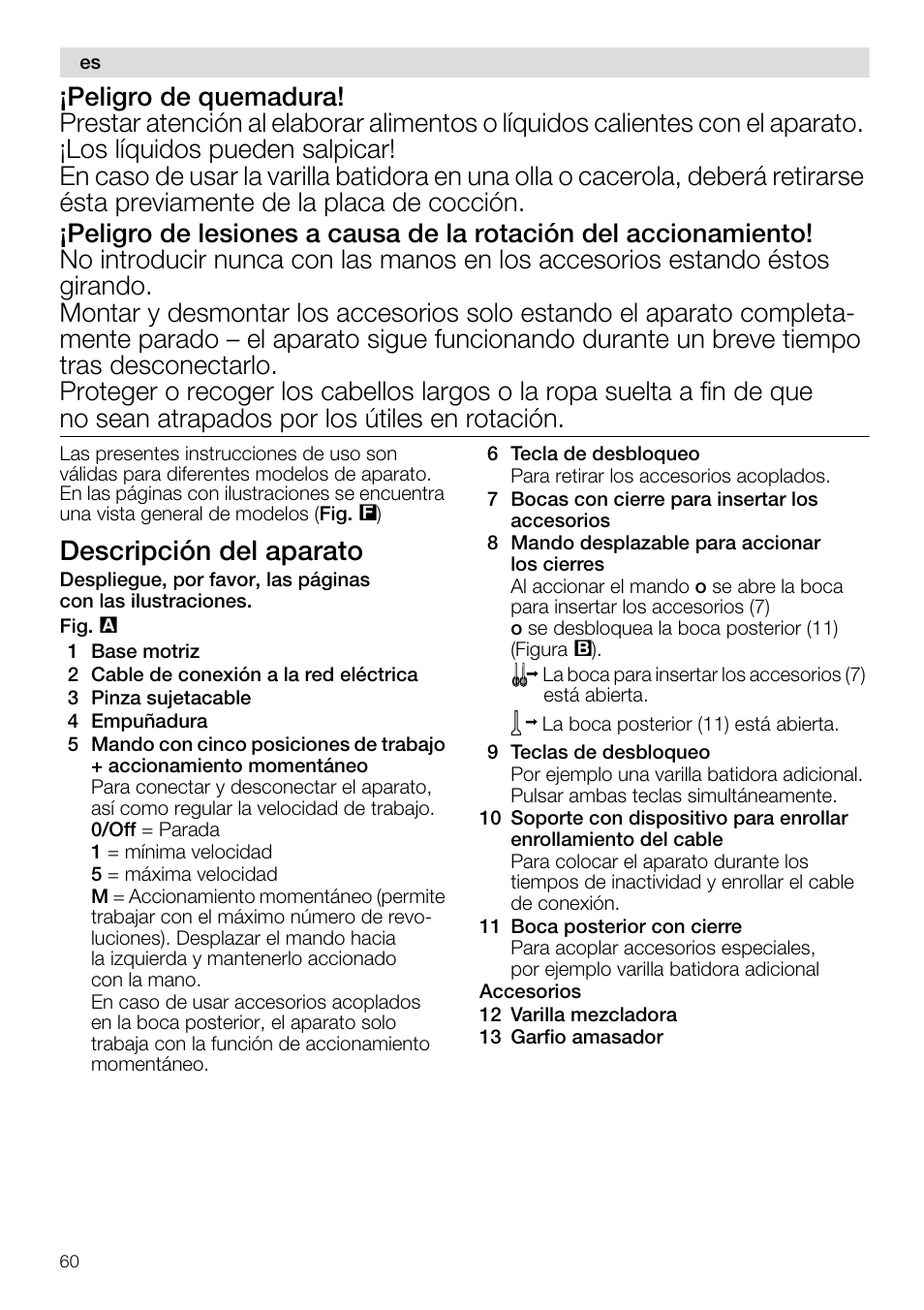 Descripción del aparato | Siemens MQ96580 User Manual | Page 60 / 131