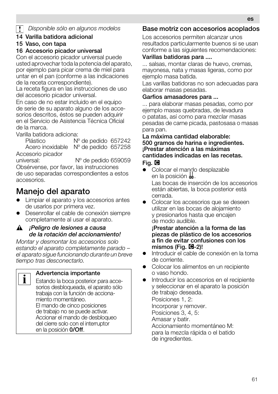 Manejo del aparato | Siemens MQ96580 User Manual | Page 61 / 131